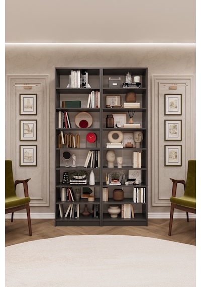 Asra Trend K-16 %100 MDF 120 cm 2 Modüllü Kitaplık 14 Raflı Ofis Dosya Dolabı Koyu Gri Asra Trend K-16 %100 MDF 120 cm 2 Modüllü Kitaplık 14 Raflı Ofis Dosya Dolabı Koyu Gri