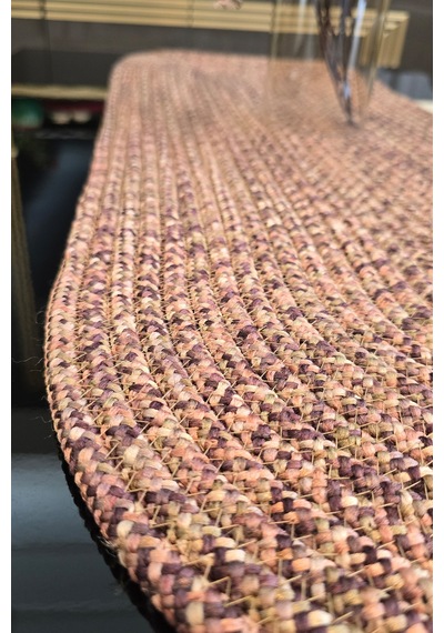 Tres İpli Kalın Yapıda 35x100 Cm Runner Şık Masa Orta Sehpa Üstü Dekoratif Sofra Aksesuarı Toprak