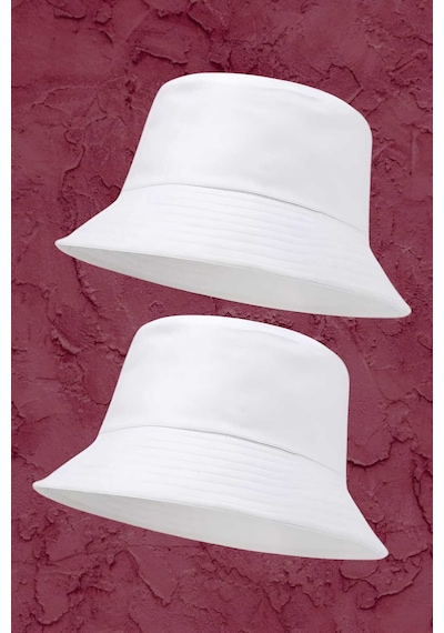 Tezzgelsin Unisex Uv Korumalı Pamuku Bucket Şapka Beyaz Beyaz