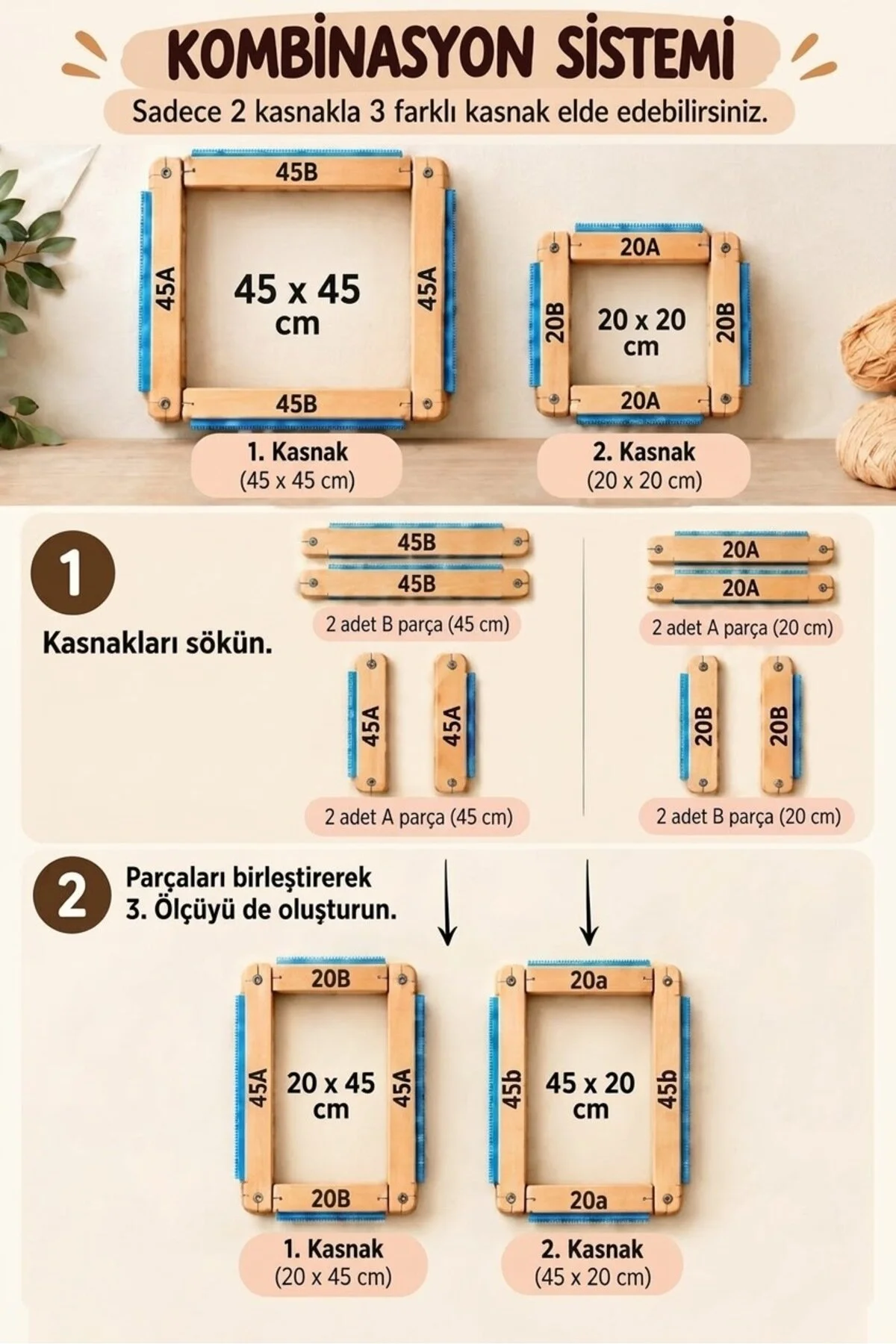 30x30 Cm Kombinasyon Özellikli Punch Ve Tüm Nakışlara Uygun İğneli/telli Ahşap Kasnak Kılıf Hediye 0