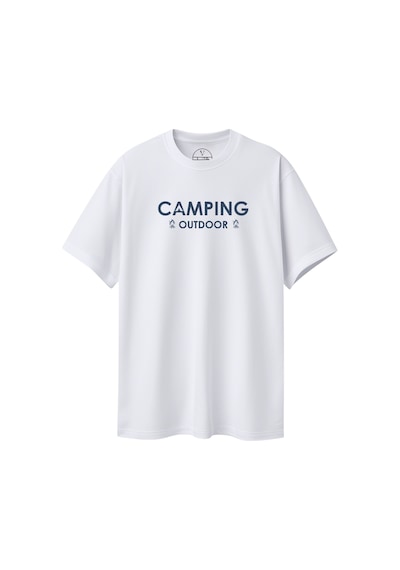 Velvoria Unisex Oversize Siyah Camping T-shirt Beyaz