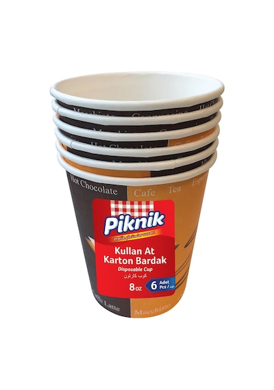 Piknik Kullan At Karton Bardak 8 Oz 6'lı 1484 Açık Mavi