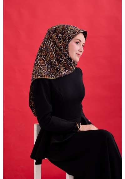 Silk Home Twill İpek Eşarp 11478-06 Siyah, Kına Yeşili, Somon, Taba, Gri, Taş