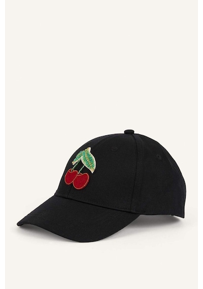 Defacto Meyve Desenli Pamuklu Siyah Cap Şapka Kız Çocuk H4532a826smbk27 Siyah-bk27