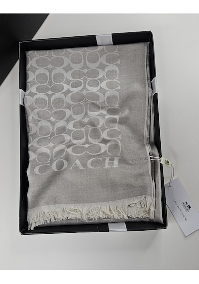 C Desen Yün İpek Şal İnce Kumaş Çift Taraflı Silk Scarfs Taş Gri