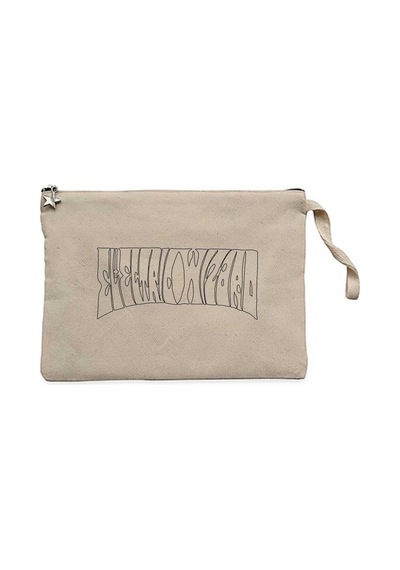Electric Wizard Logo Krem Clutch Astarlı Cüzdan / El Çantası