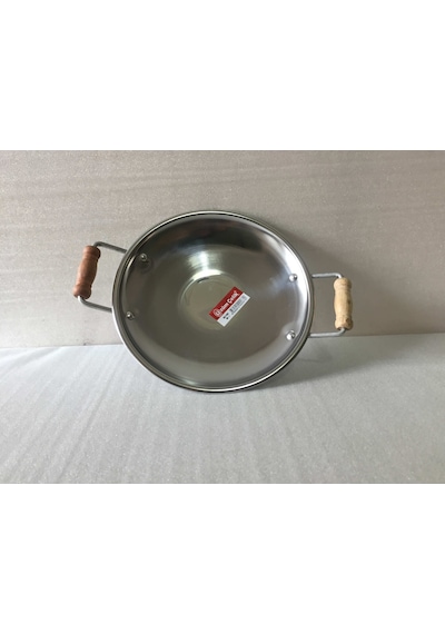 Kavurma Sacı - No:1 27 CM En Küçük Boy- Krom Çelik - Ahşap Kulplu