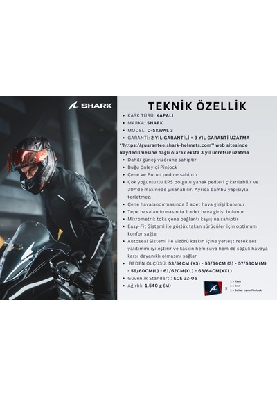 Shark D-skwal 3 Sızlar Gri-siyah-beyaz Kapalı Kask Pınlock lidir Siyah-gri-beyaz