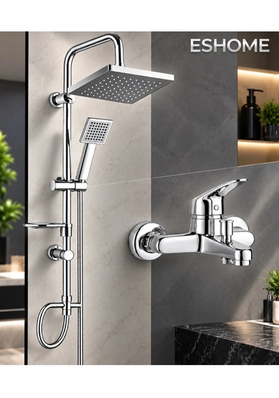 Eskaya Duş Seti Tepe Yağmurlama Banyo Bataryası 2 Li Set Krom
