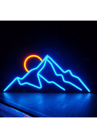 Dağ & Güneş Neon Led 3d Baskı Çok Renkli