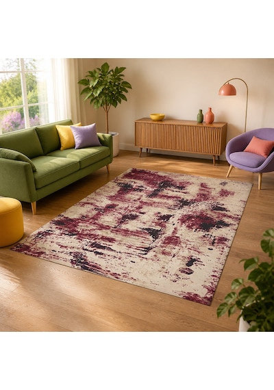 Kartela Halı Nivo Halı Kaymaz Taban Makinede Yıkanabilir Halı Bordo - 100 X 150 Cm
