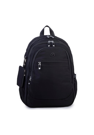Nas Bag Unisex Büyük Boy Sırt Çantası Çok Gözlü Okul Çantası Siyah Siyah
