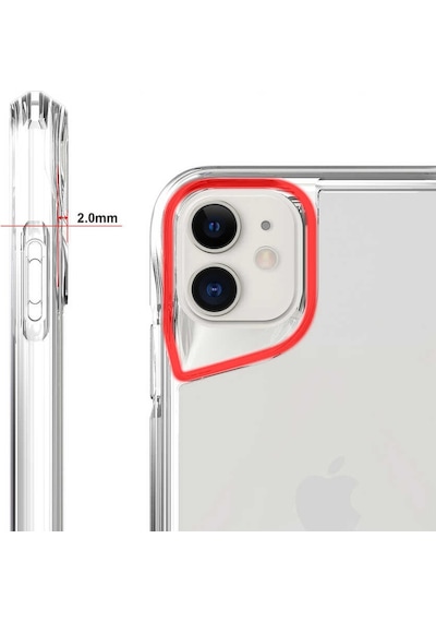Apple Uyumlu iPhone 11 Uyumlu Kılıf Eğimli Kamera Dizayn Sert Şeffaf Silikon -