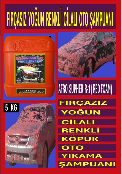 Rb Afro Supher R-1 Firçasiz Cilalı Renkli Oto Yıkama Şampuanı Kırmızı Köpük 5 Kg