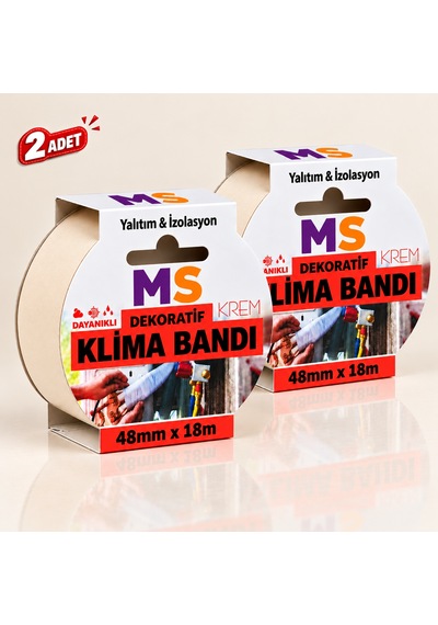 2 Adet Yapışkansız Gerdir Ve Sar Klima Bandı Dekoratif Krem 48 Mm X 18 Metre İzolasyon Bantı Borusu