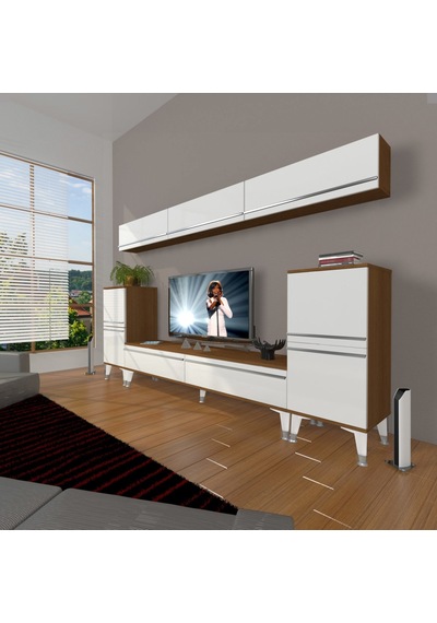Decoraktiv Eko 9 Mdf Std Silver Tv Ünitesi Tv Sehpası Ceviz - Beyaz