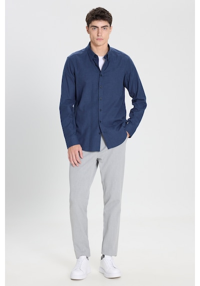 AC&Co / Altınyıldız Classics Erkek Lacı %100 Pamuk Slim Fit Dar Kesim Düğmeli Yaka Flanel Gömlek Lacı