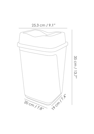 Çift Kapaklı Plastik Çöp Kovası - Ev Ofis Banyo Mutfak Çöp Kovası Gri 10 Litre Gri