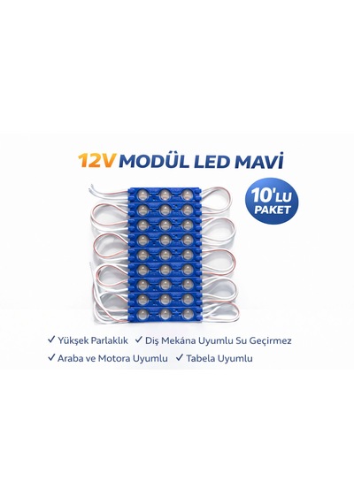 12v Mavi Modül Led Renk 10'lu Paket 10 Adet