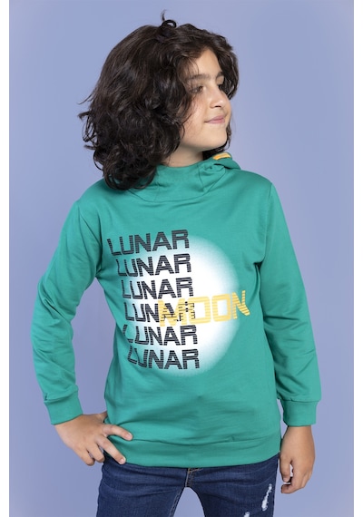 Toontoy Kids Toontoy Erkek Çocuk Kapüşonlu Baskılı Sweatshirt Yeşil