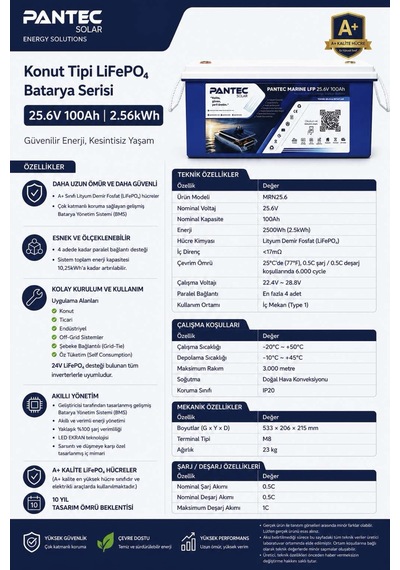 Soleron 100ah-25.6v Lityum Akü