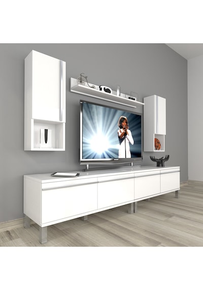 Decoraktiv Eko 5220ta Mdf Krom Ayaklı Tv Ünitesi Tv Sehpası Beyaz
