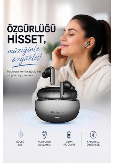 Lenovo Thinkplus Bluetooth Kulaklık Akıllı Anc Tws 5.4 Kablosuz Kulaklık Lp51 Pro Gri