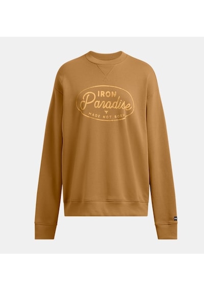 Under Armour - Kadın Ua Project Rock Heavyweight Bisiklet Yaka Tools Sweatshirt 1386444-707 Yellow Ochre Black