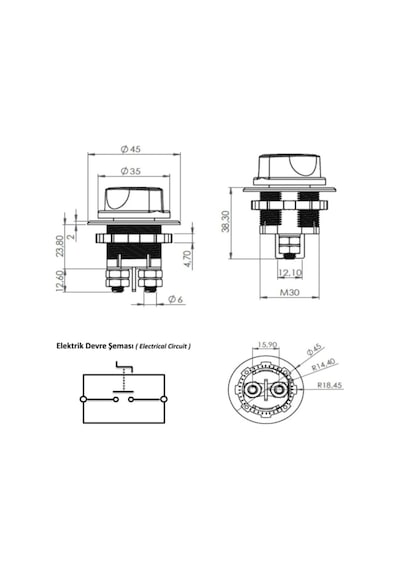 Devre Kesici Mini Dc 12v-24v Akü / Güneş Paneli Devre Kesici - Beyaz-1903