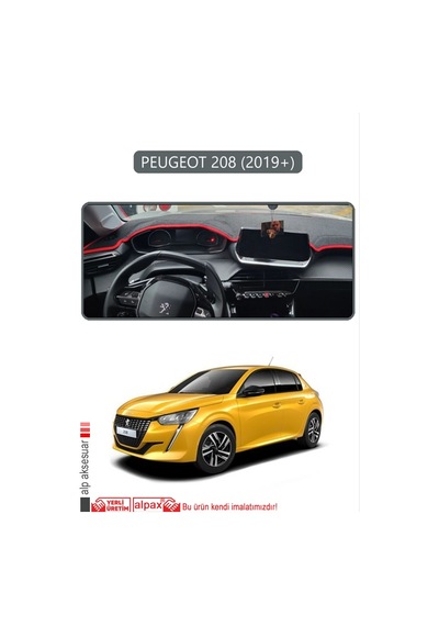 Peugeot 208 2019+ Torpido Koruma Halısı Gri Kenar
