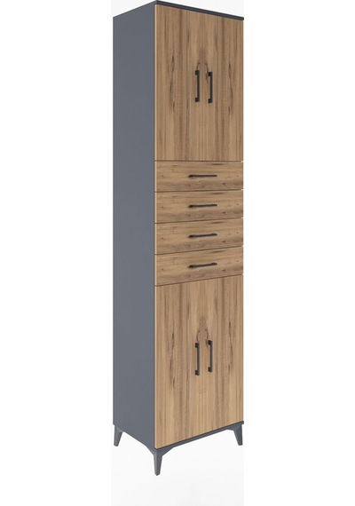 Hyperion Dolap 4 Raflı 4 Çekmeceli 4 Kapaklı 60x44x243 Antras... Antrasit