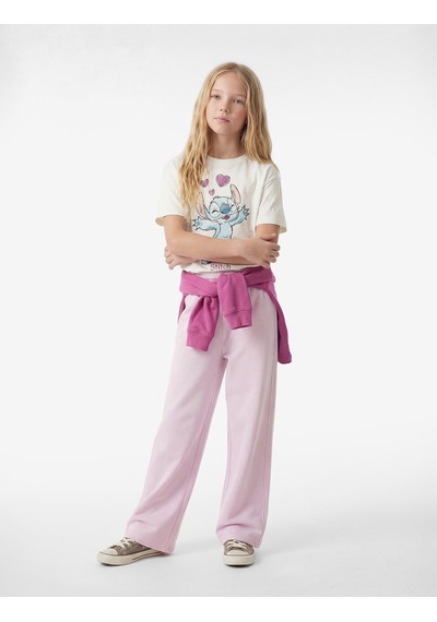 Koton Kısa Kollu Bisiklet Yaka Pamuklu Lisanslı Stitch Baskılı Tişört Ekru 6skg10244ak Ekru