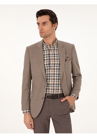 Cacharel Camel Slim Fit Yün Karışımlı Ceket Kahverengi