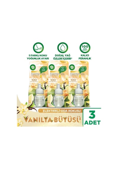 Air Wick Elektrikli Oda Kokusu Yedek Şişe Vanilya Büyüsü - Esansiyel Yağlar Içerir X 3 Vanilya