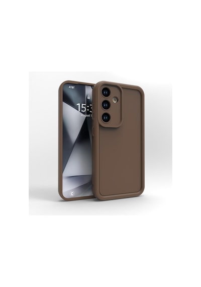 Samsung Galaxy A57 İle Uyumlu Kılıf Kamera Korumalı Yüksek Kenarlı Kapak Kahverengi