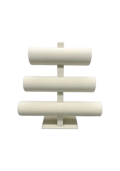 Yerli Üretim Süet Kumaş Krem Renk Üçlü Kademeli 30/26 Cm Bileklik-saat Sergileme Standı Çok Renkli
