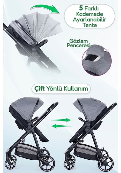 Prego Stein Çift Yönlü Portbebeli Travel Sistem Bebek Arabası Uv Tenteli