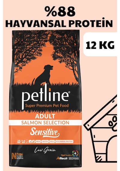 Petline Sensitive Skin & Coat Deri ve Tüy Sağlığı İçin Somonlu Yetişkin Kuru Köpek Maması 12 KG