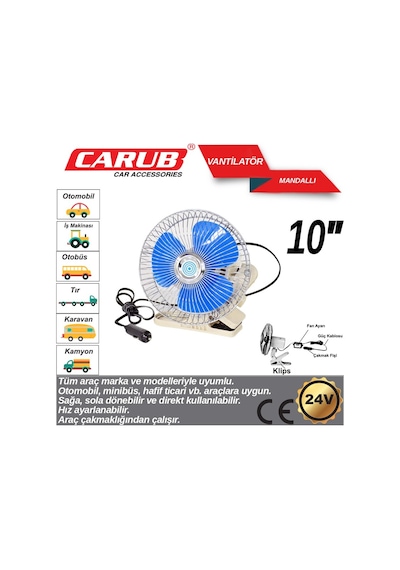 Carub Vantilatör 24v 10inch Mandallı