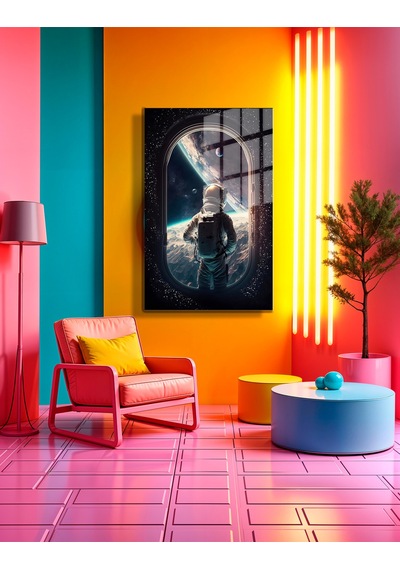 Space/uzay Yapay Zeka Özel Tasarım Cam Tablo Ofis, Mutfak Çocuk Odası, Salon 104