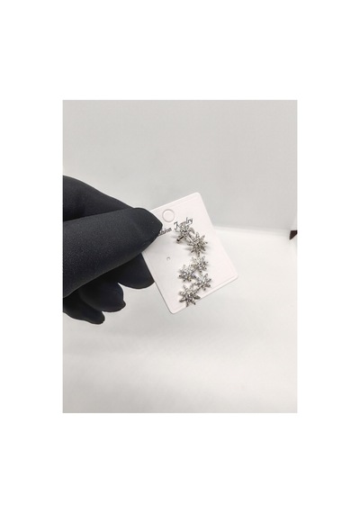 Kıkırdak Küpe Yıldızlı Taşlı Silver Çok Renkli