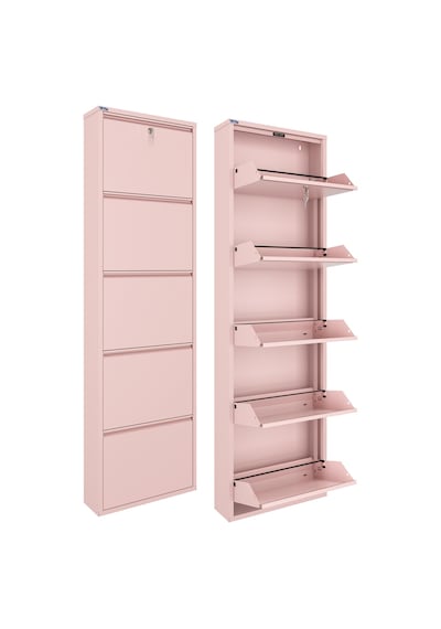 Ceha Kilitli 5'li Metal Ayakkabılık - Toz Pembe/blush K.AYK-5/M3885/KL Mavi