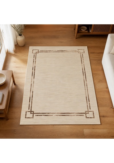 Kartela Halı Seno Halı Kaymaz Taban Makinede Yıkanabilir Halı Bej - 80 X 120 Cm