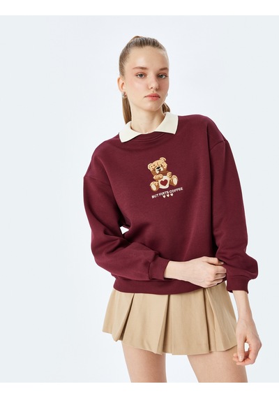 Koton Ayı Nakışlı Uzun Kollu Bisiklet Yaka Oversize Sweatshirt Bordo 5sal10600ık Bordo Koton Ayı Nakışlı Uzun Kollu Bisiklet Yaka Oversize Sweatshirt Bordo 5sal10600ık Bordo