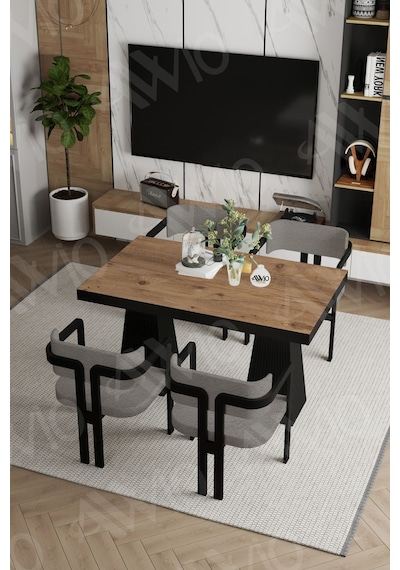 Avvio Pesca Lake Mdf Ayak Tokyo Demonte Sandalye 80x120 Yemek Masası Mutfak Masası 4 Kişilik Akça