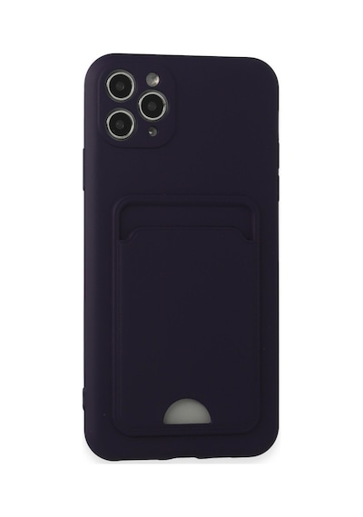 Apple iPhone Uyumlu 11 Pro Max - Kılıf Kelvin Kartvizitli Silikon - Derin Mor
