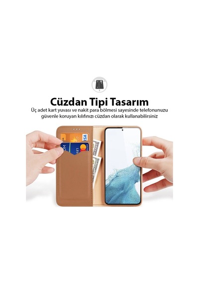 Dux Ducis Samsung Galaxy Uyumlu S23 Plus Mıknatıslı Cüzdanlı Deri Kılıf