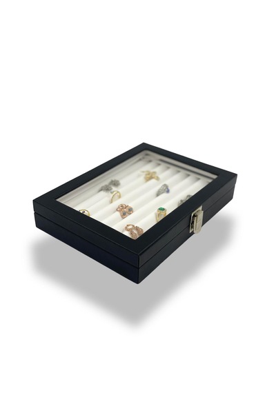 Richbox Sosis Model Yüzük Takı Kutusu 18x25cm Siyah İçi Beyaz