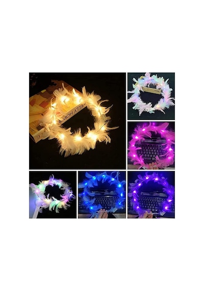 Led Işıklı Rengarenk Yanan 3 Fonksiyonlu Otrişli Parti Tacı Pembe Renk 12x12 Cm Nessiworld "