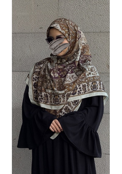Qalortex Scarf Pamuklu Soft Osmanlı Desen Eşarp-küf Yeşil